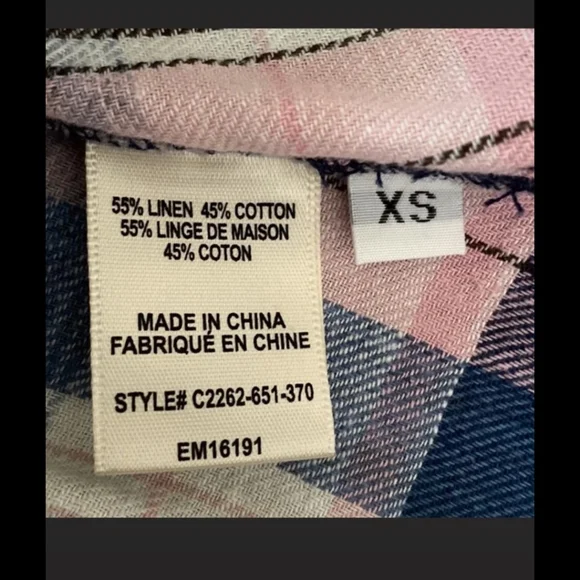 NWT Cloth & Stone sz XS/S Blue & Pink Plaid Linen Blend Swing Tank - Picture 11 of 12